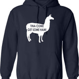 Tina Come Get Some Ham - Napoleon Dynamite Quote Graphic Pullover Hoodie - Navy