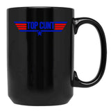 Top Cunt Funny Parody Women's Crop Top Tee Black Coffee Mug, Gift Coffee Mug