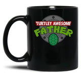 Turtley Awesome Father Awesome Fathers Day Black Coffee Mug, Gift Coffee Mug