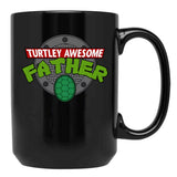 Turtley Awesome Father Awesome Fathers Day Black Coffee Mug, Gift Coffee Mug