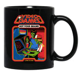 Video Games Rot Your Brains Black Coffee Mug, Gift Coffee Mug - Black
