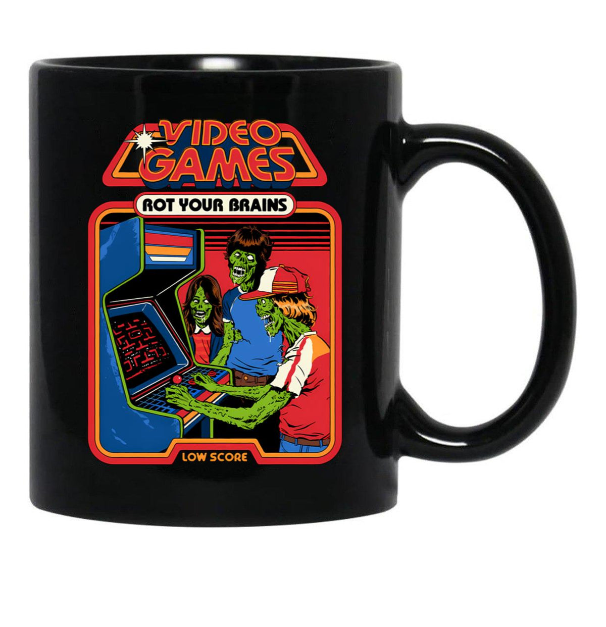 Video Games Rot Your Brains Black Coffee Mug, Gift Coffee Mug - Black