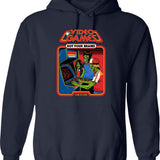 Video Games Rot Your Brains Graphic Pullover Hoodie - Navy