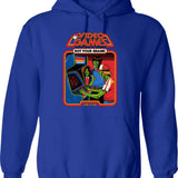 Video Games Rot Your Brains Graphic Pullover Hoodie - Blue