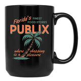 Vintage Publix Florida's Finest Food Stores Black Coffee Mug, Gift Coffee Mug