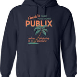 Vintage Publix Florida's Finest Food Stores Graphic Pullover Hoodie - Navy