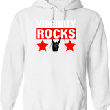 Virginity Rocks Hand Sign Graphic Pullover Hoodie - White
