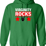 Virginity Rocks Hand Sign Graphic Pullover Hoodie - Green