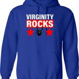 Virginity Rocks Hand Sign Graphic Pullover Hoodie - Blue