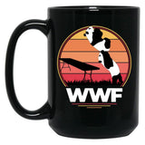 WWF Wrestling Pandas Black Coffee Mug, Gift Coffee Mug - Black