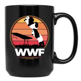 WWF Wrestling Pandas Black Coffee Mug, Gift Coffee Mug