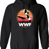 WWF Wrestling Pandas Graphic Pullover Hoodie - Black