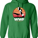 WWF Wrestling Pandas Graphic Pullover Hoodie - Green