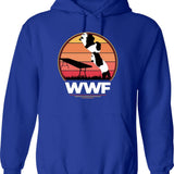 WWF Wrestling Pandas Graphic Pullover Hoodie - Blue