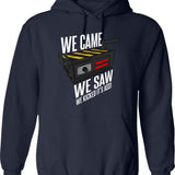 We Came We Saw We Kicked Its Ass Graphic Pullover Hoodie - Navy