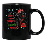 What's Your Favorite Horror Movie Christmas Xmas Holiday Ghostface Black Coffee Mug, Gift Coffee Mug - Black