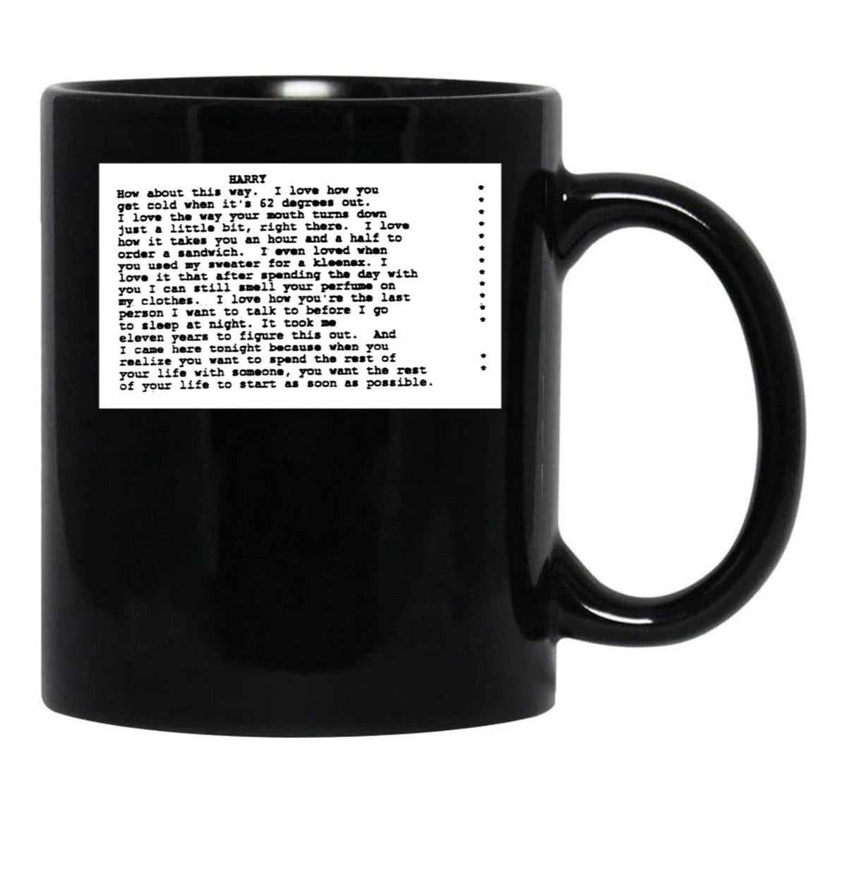 When Harry Met Sally Script Black Coffee Mug, Gift Coffee Mug - Black