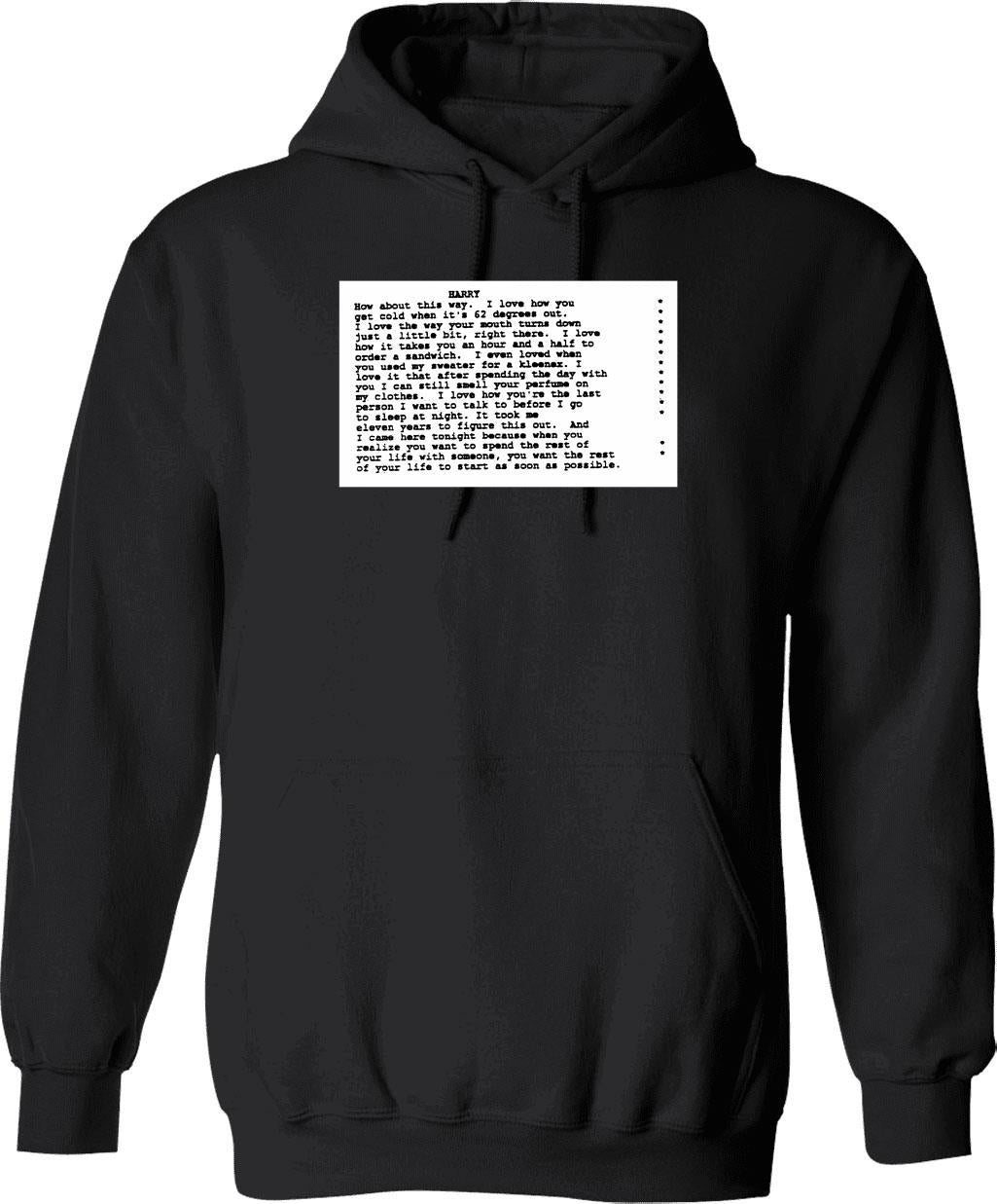 When Harry Met Sally Script Graphic Pullover Hoodie - Black