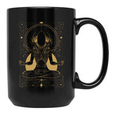 Xenomorph Meditating Tarot Card Design Premium Black Coffee Mug, Gift Coffee Mug